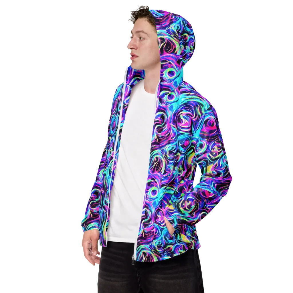 Digital Kaleidoscope on Men's Windbreaker — Left Front