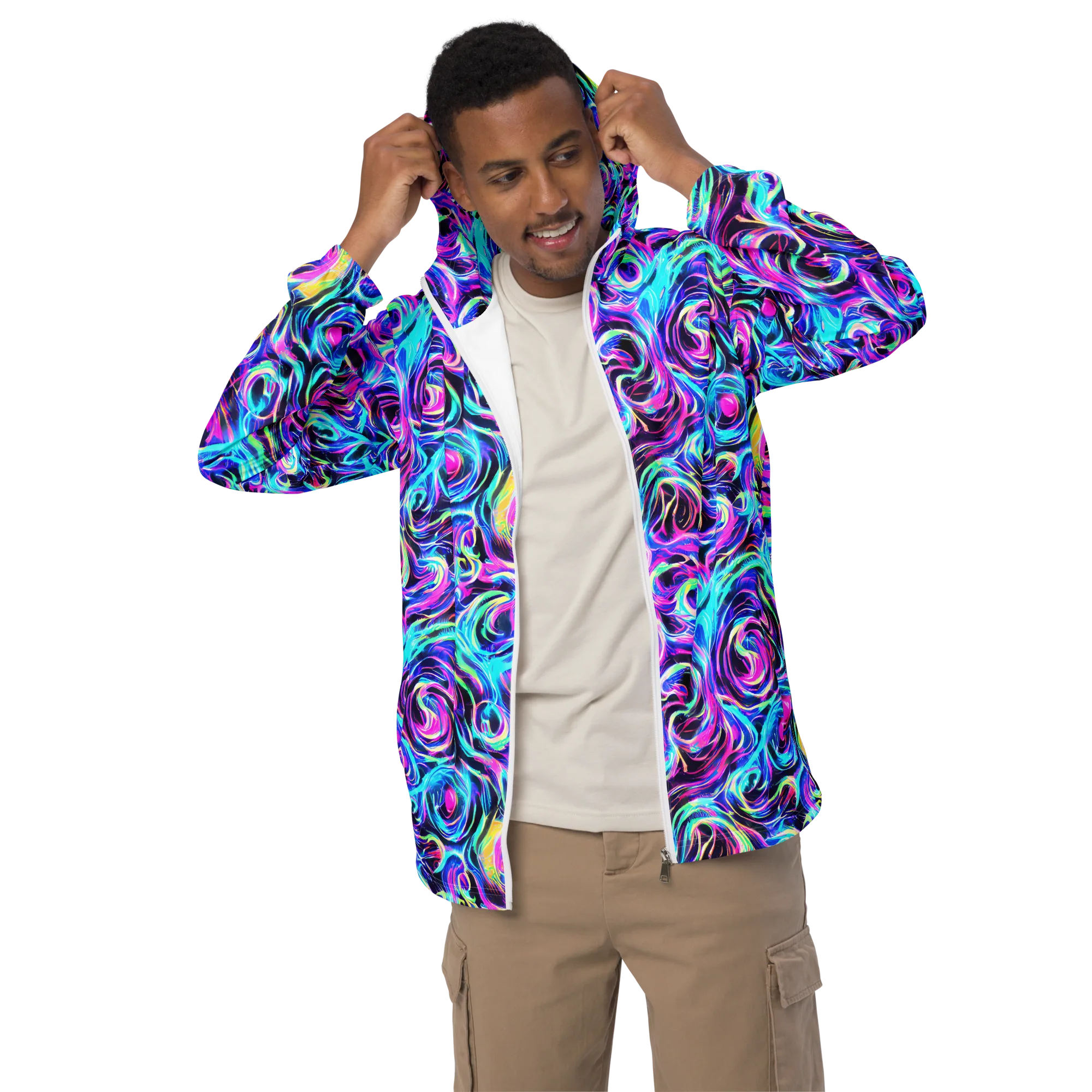 Digital Kaleidoscope on Men's Windbreaker — Front