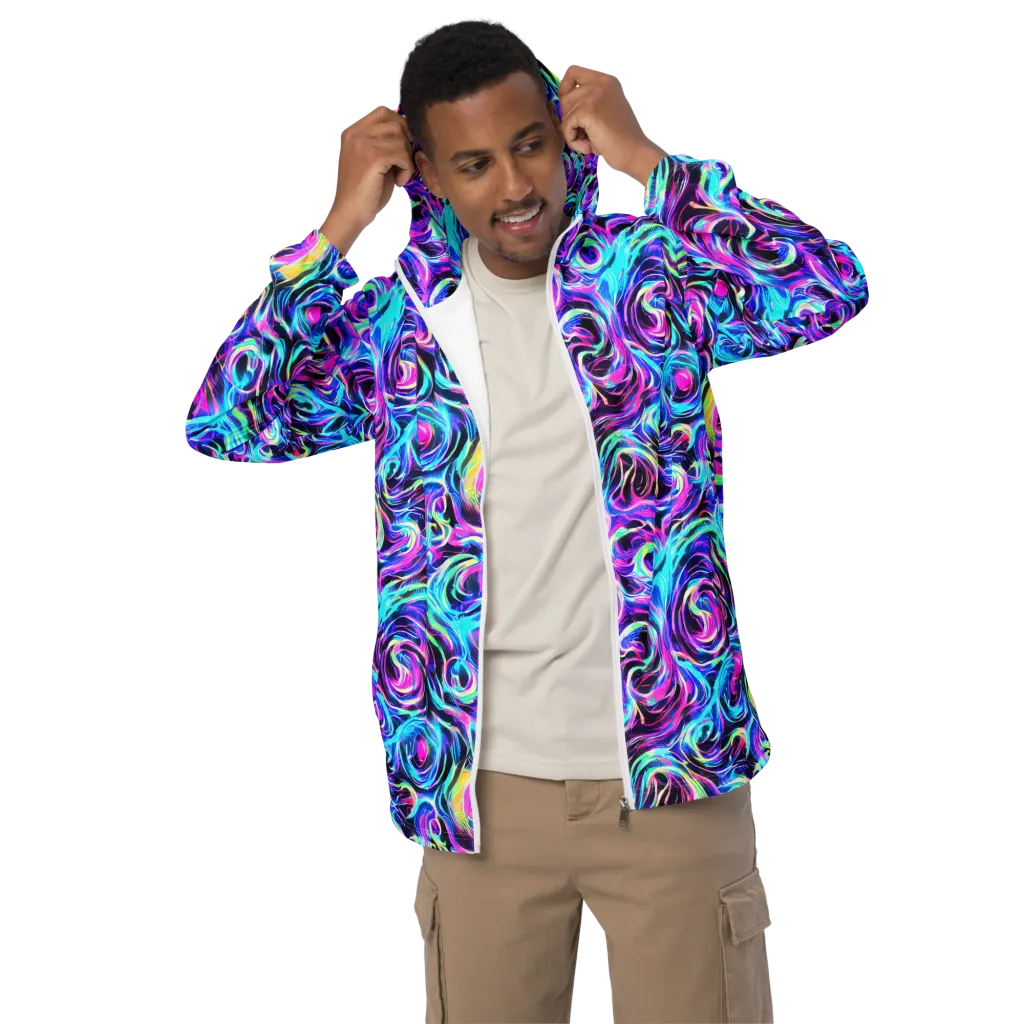 Digital Kaleidoscope on Men's Windbreaker — Front