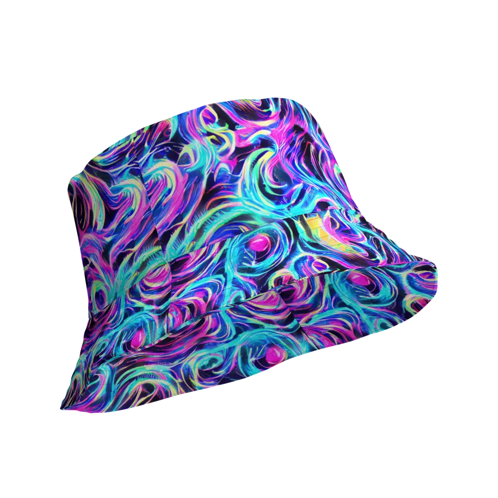 Digital Kaleidoscope on Reversible Bucket Hat — Product details Outside
