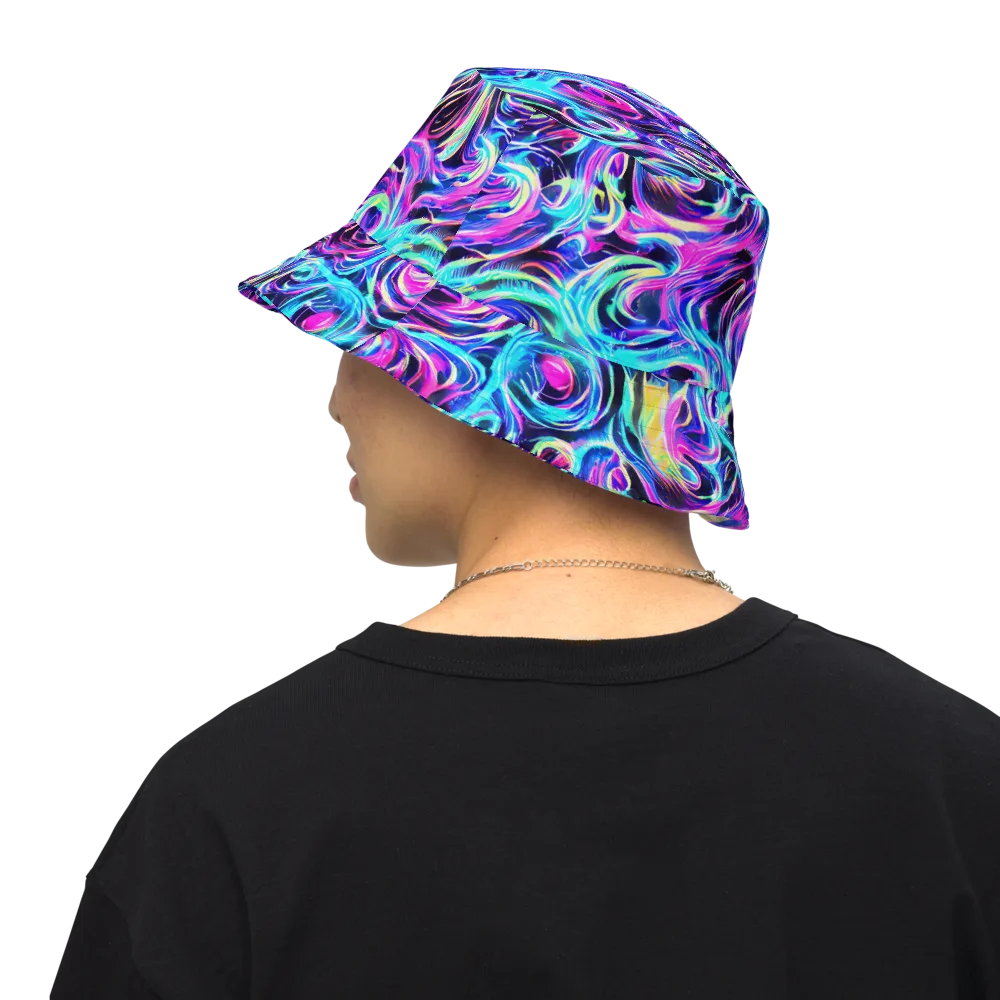 Digital Kaleidoscope on Reversible Bucket Hat — Back Inside