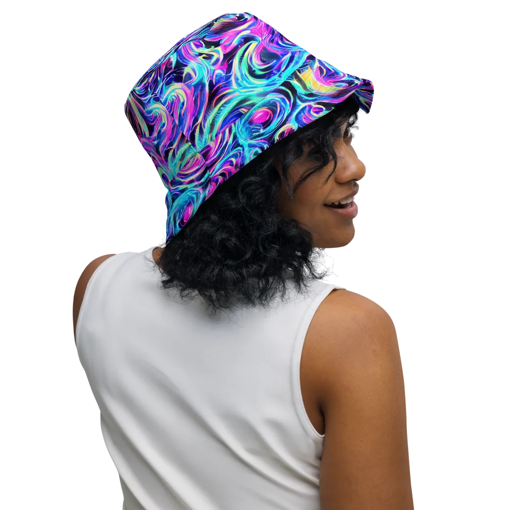 Digital Kaleidoscope on Reversible Bucket Hat — Right Outside
