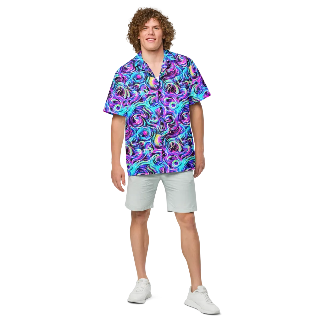 Digital Kaleidoscope on Button Shirt — Front