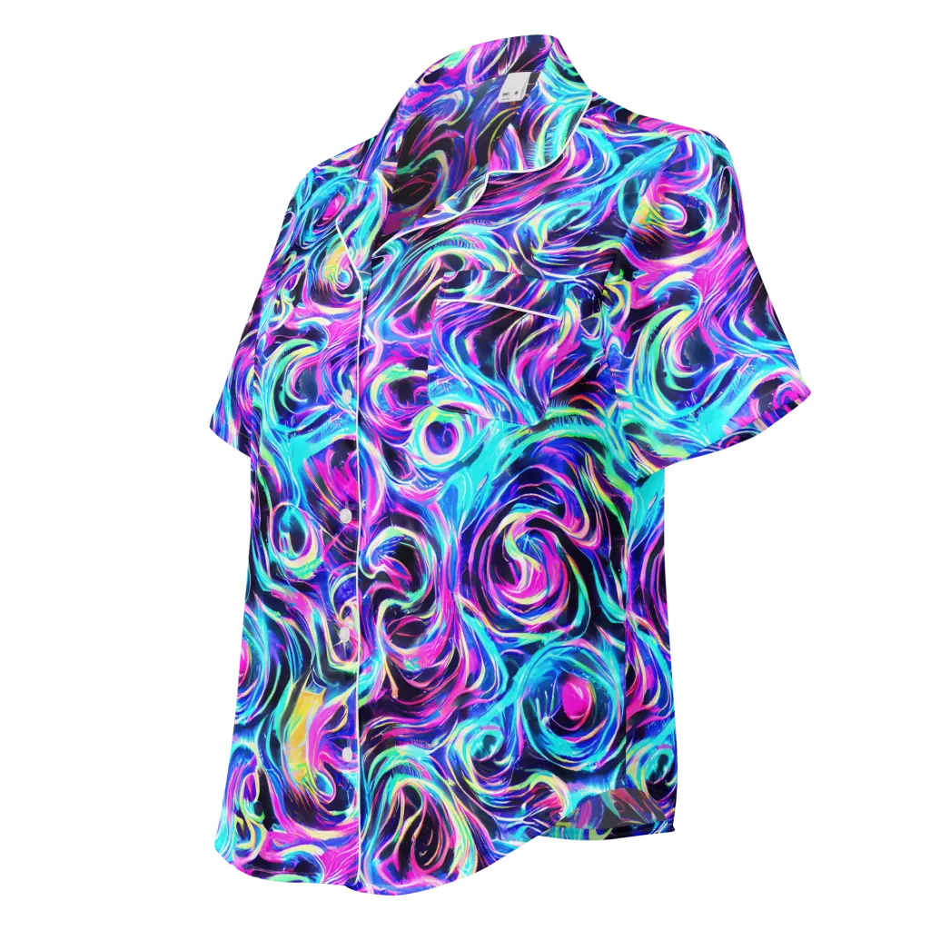 Digital Kaleidoscope on Women's Short Sleeve Pajama Top — Left Front