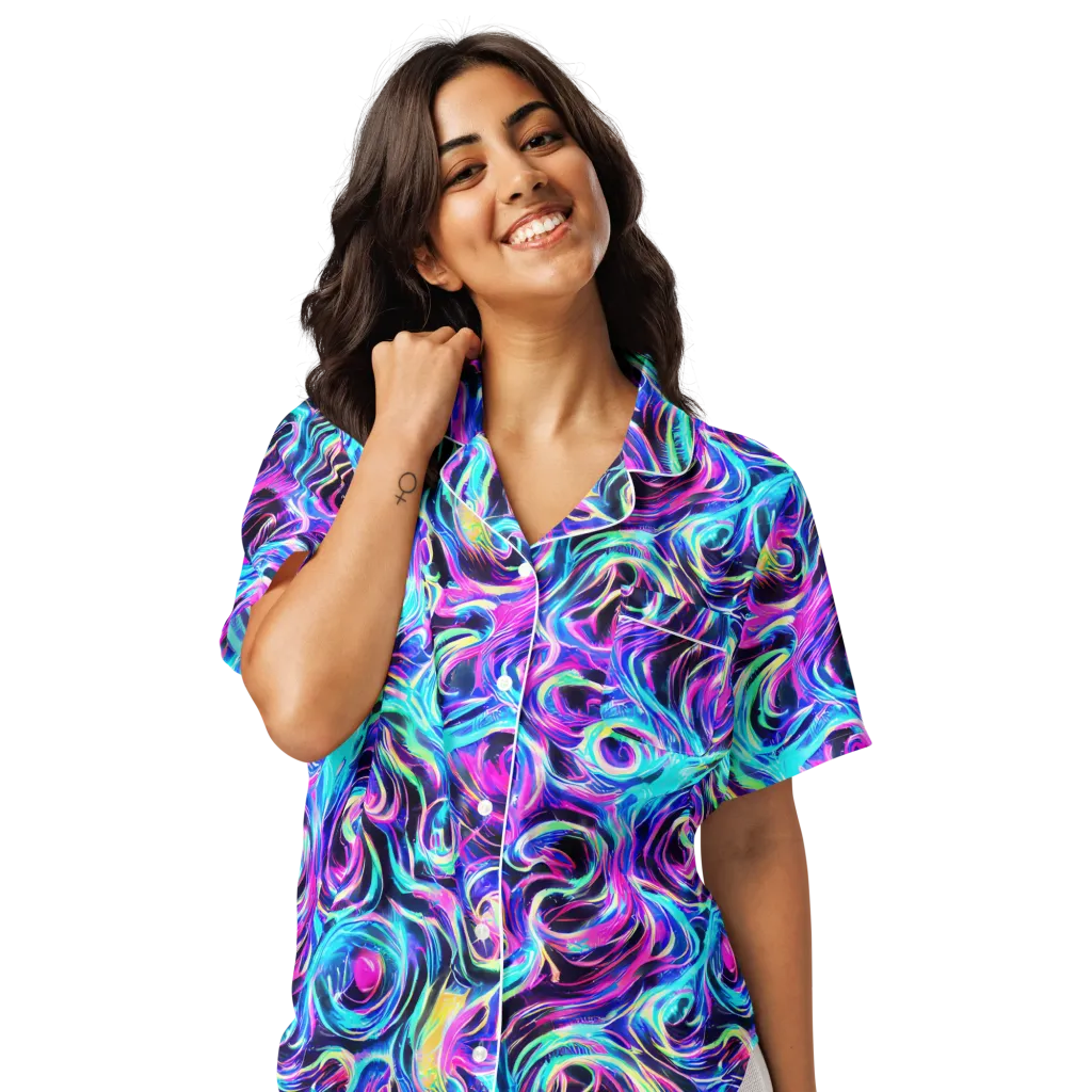 Digital Kaleidoscope on Women's Short Sleeve Pajama Top — Front