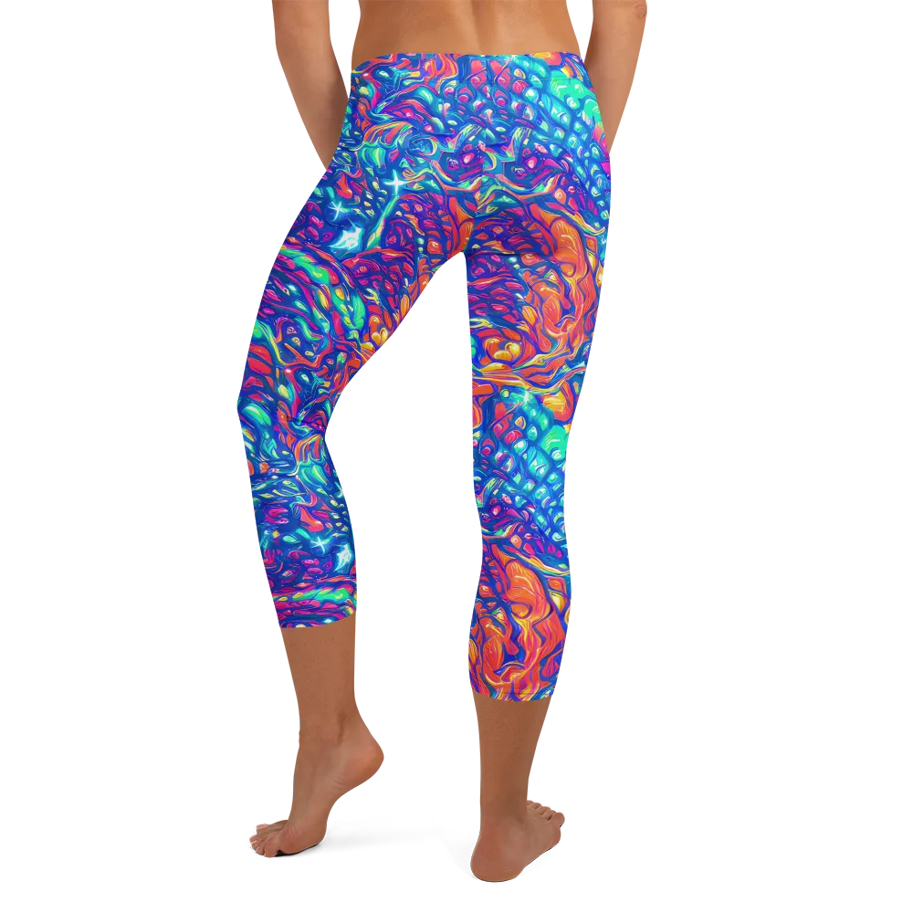 Fluorescent Riptide on Capri Leggings — Back