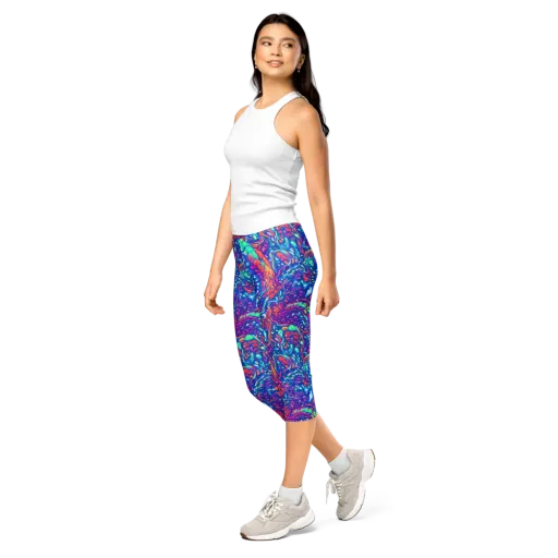 Fluorescent Riptide on a Capri Leggings