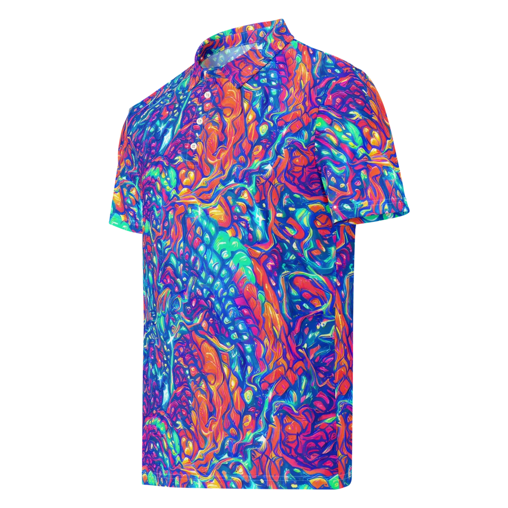 Fluorescent Riptide on Men's Slim Fit Polo Shirt — Left Front