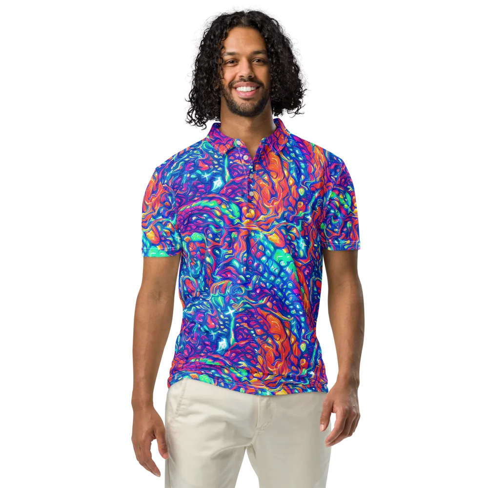 Fluorescent Riptide on Men's Slim Fit Polo Shirt — Front
