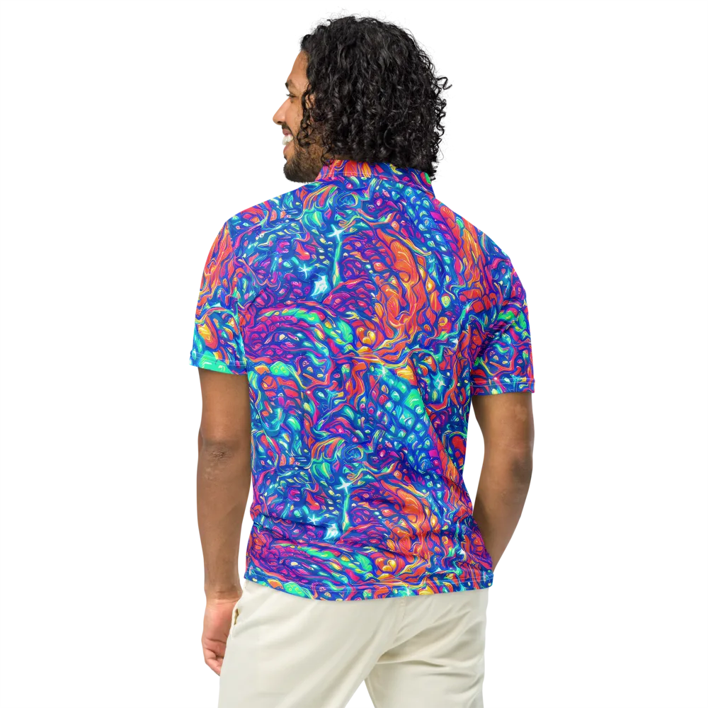 Fluorescent Riptide on Men's Slim Fit Polo Shirt — Back