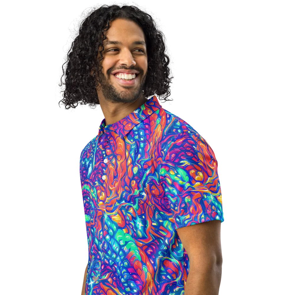 Fluorescent Riptide on Men's Slim Fit Polo Shirt — Left Front