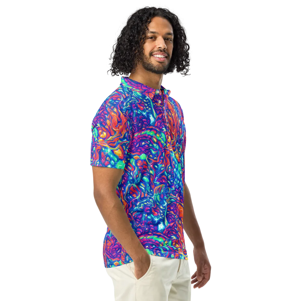 Fluorescent Riptide on Men's Slim Fit Polo Shirt — Right Front
