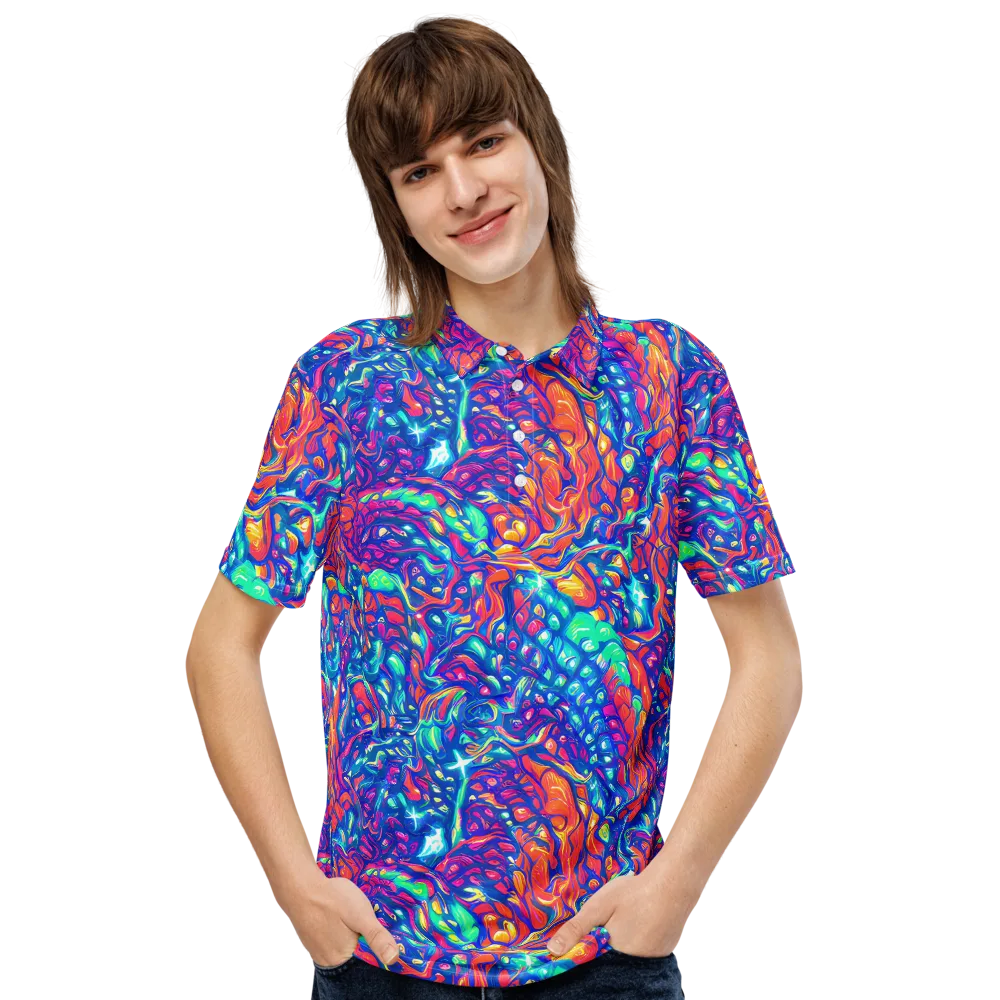 Fluorescent Riptide on Men's Slim Fit Polo Shirt — Front