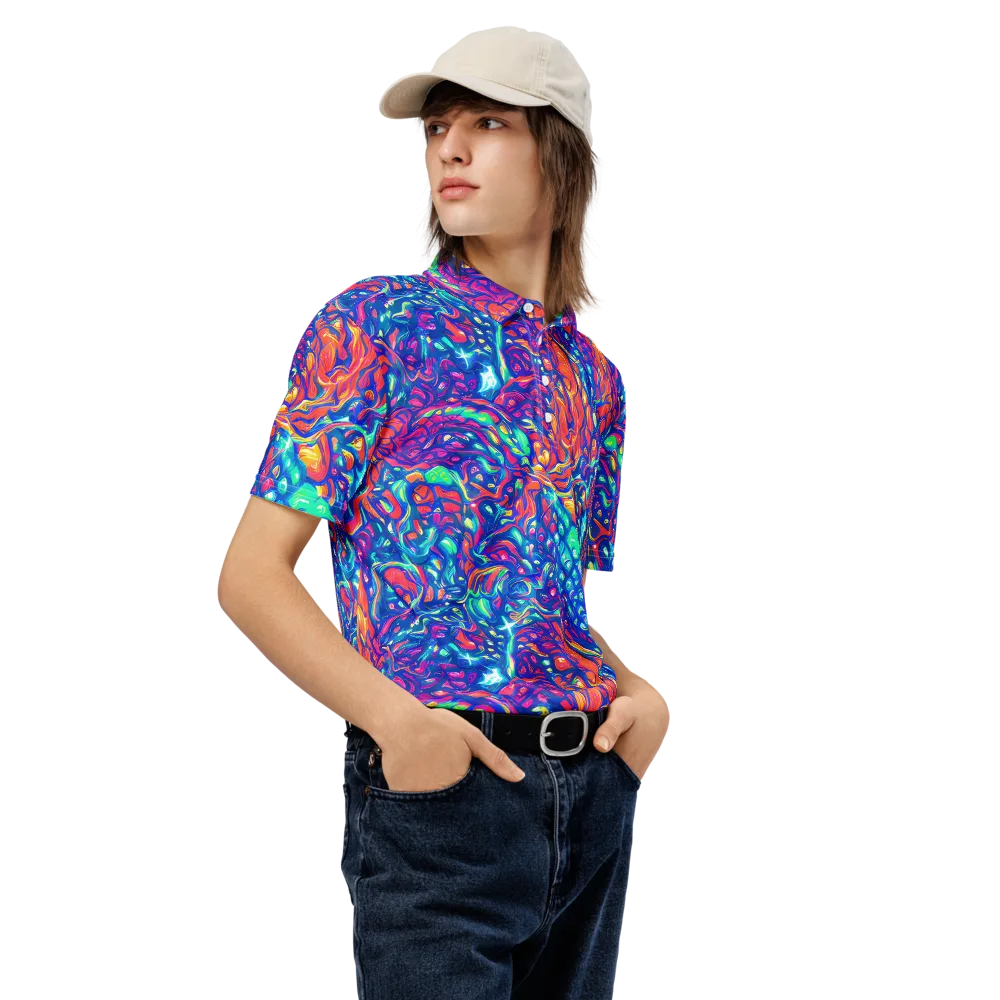 Fluorescent Riptide on Men's Slim Fit Polo Shirt — Right Front