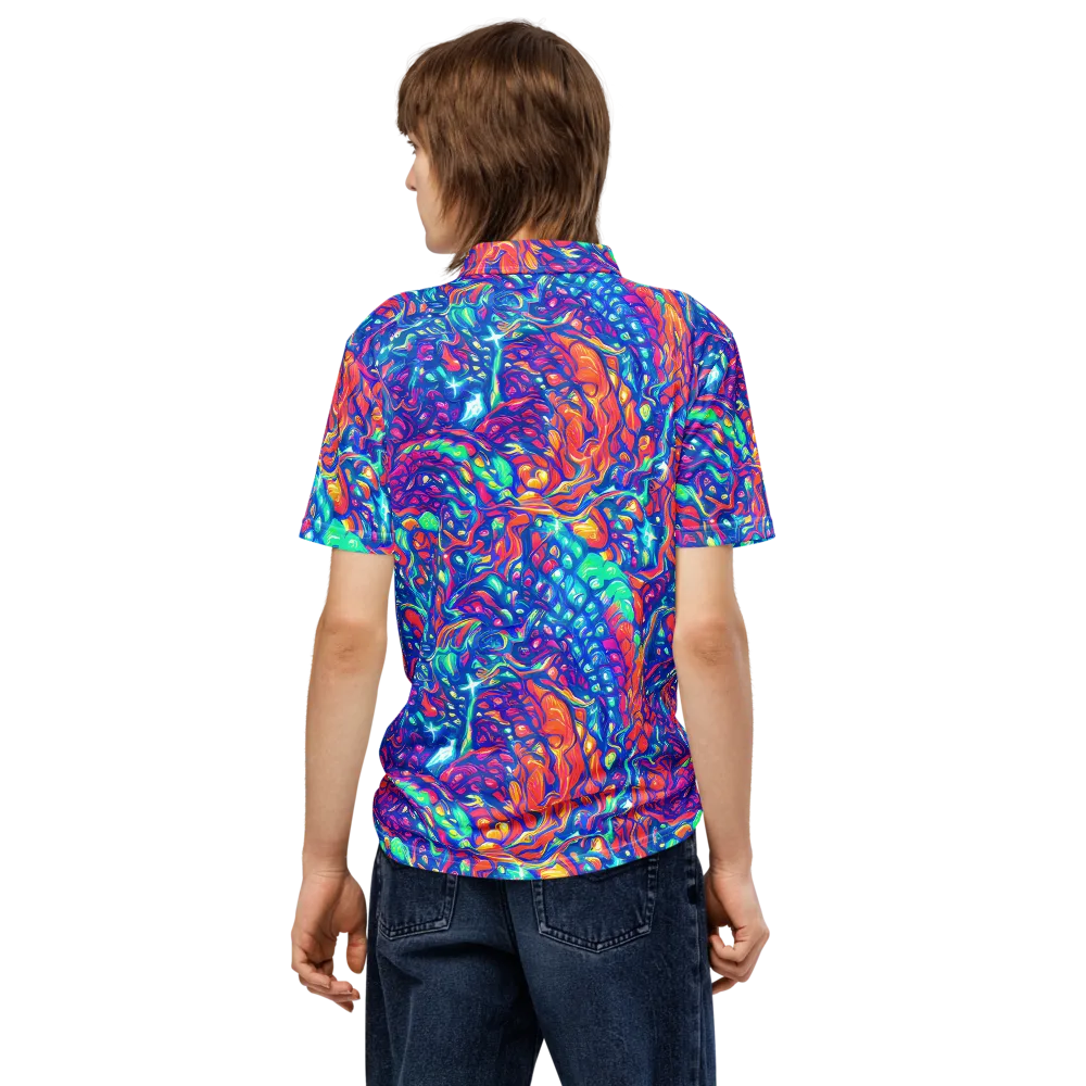 Fluorescent Riptide on Men's Slim Fit Polo Shirt — Back
