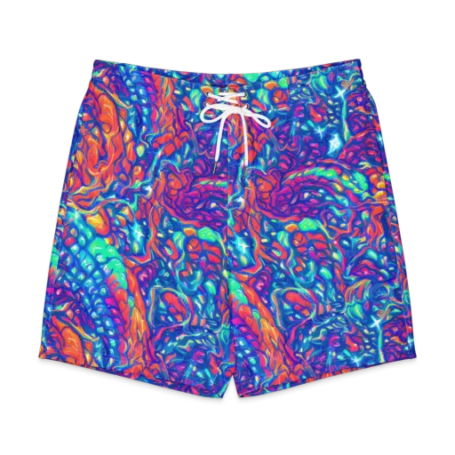 Fluorescent Riptide on a Men's Board Shorts