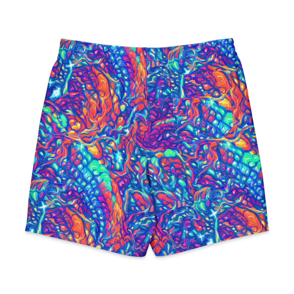 Fluorescent Riptide on Men's Board Shorts — Back