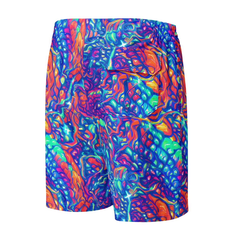 Fluorescent Riptide on Men's Board Shorts — Back