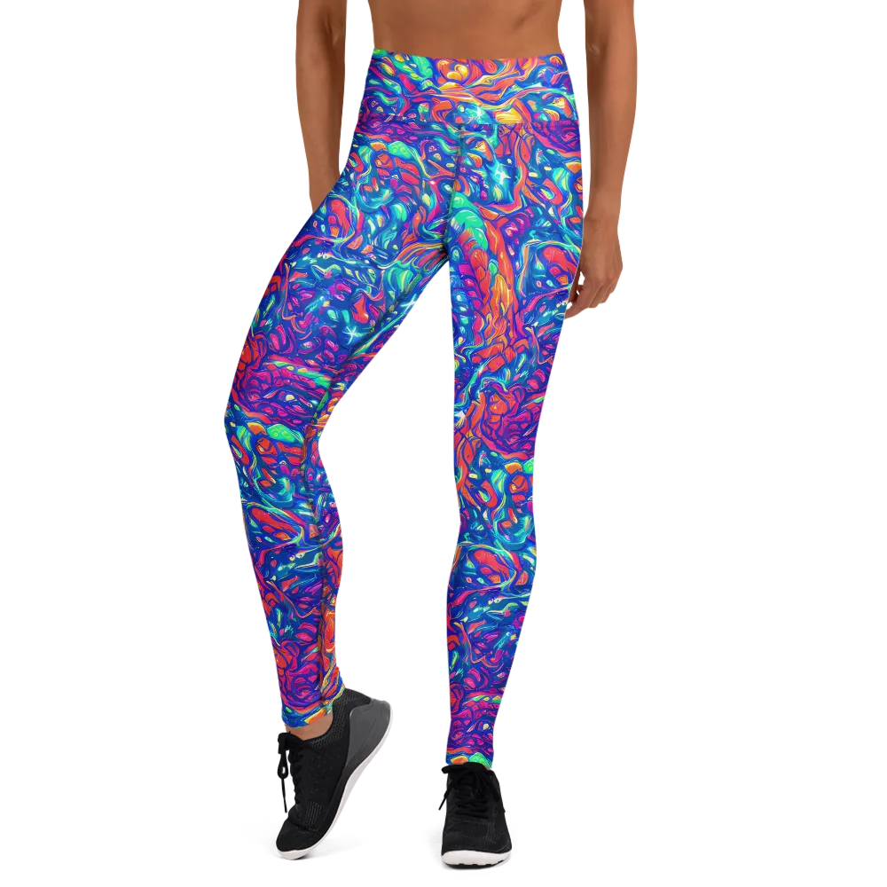 Fluorescent Riptide on Yoga Leggings — Front