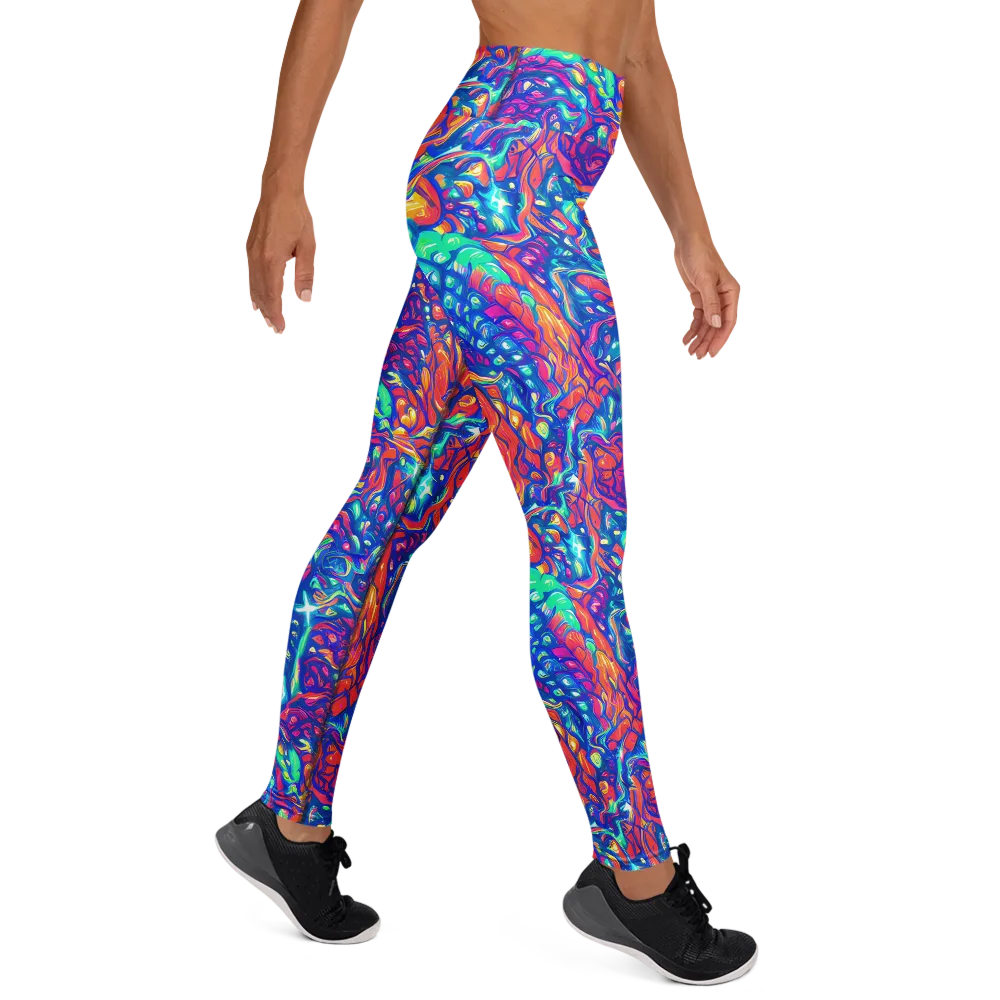 Fluorescent Riptide on Yoga Leggings — Right
