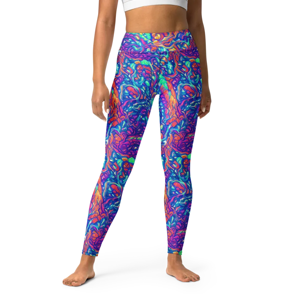 Fluorescent Riptide on Yoga Leggings — Front