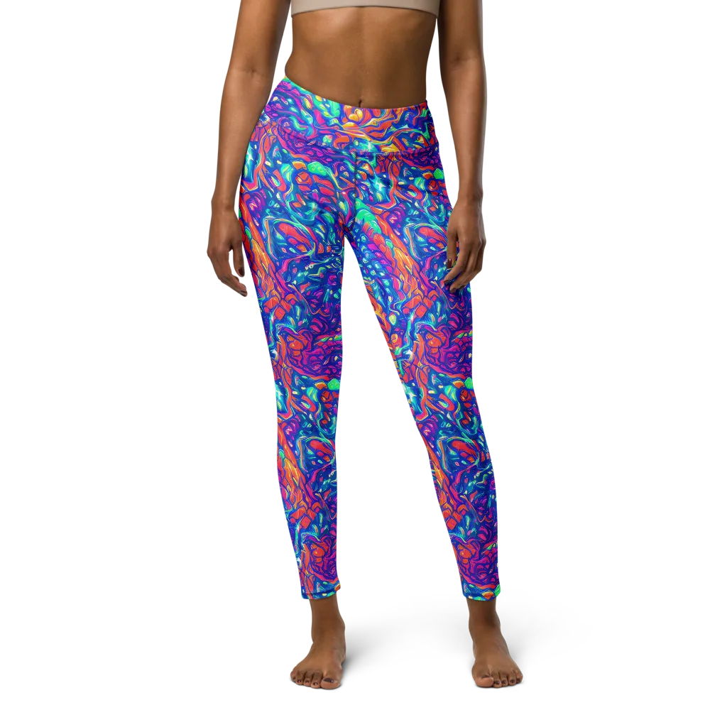 Fluorescent Riptide on Yoga Leggings — Front