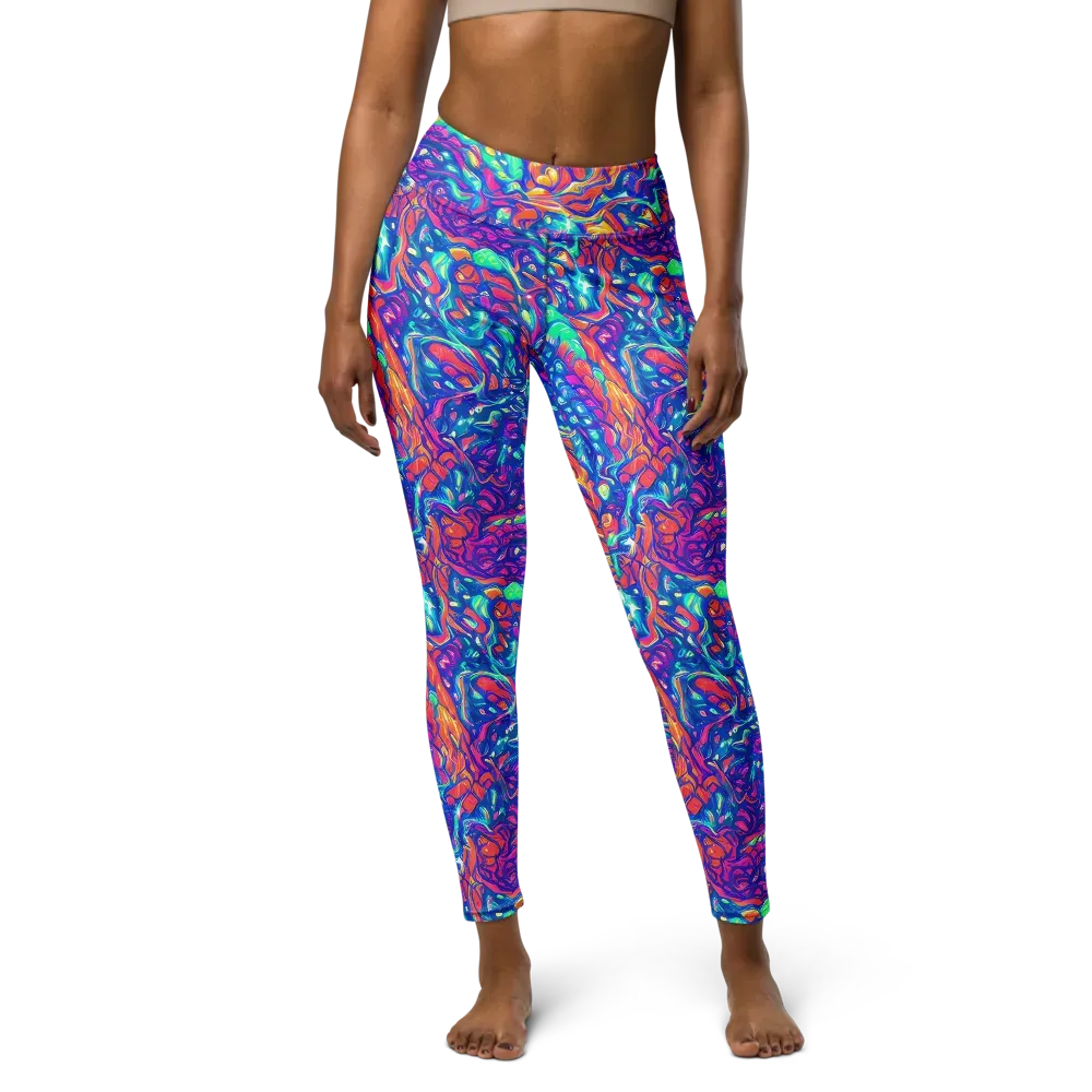 Fluorescent Riptide on Yoga Leggings — Front