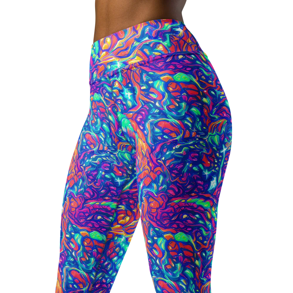 Fluorescent Riptide on Yoga Leggings — Left Front