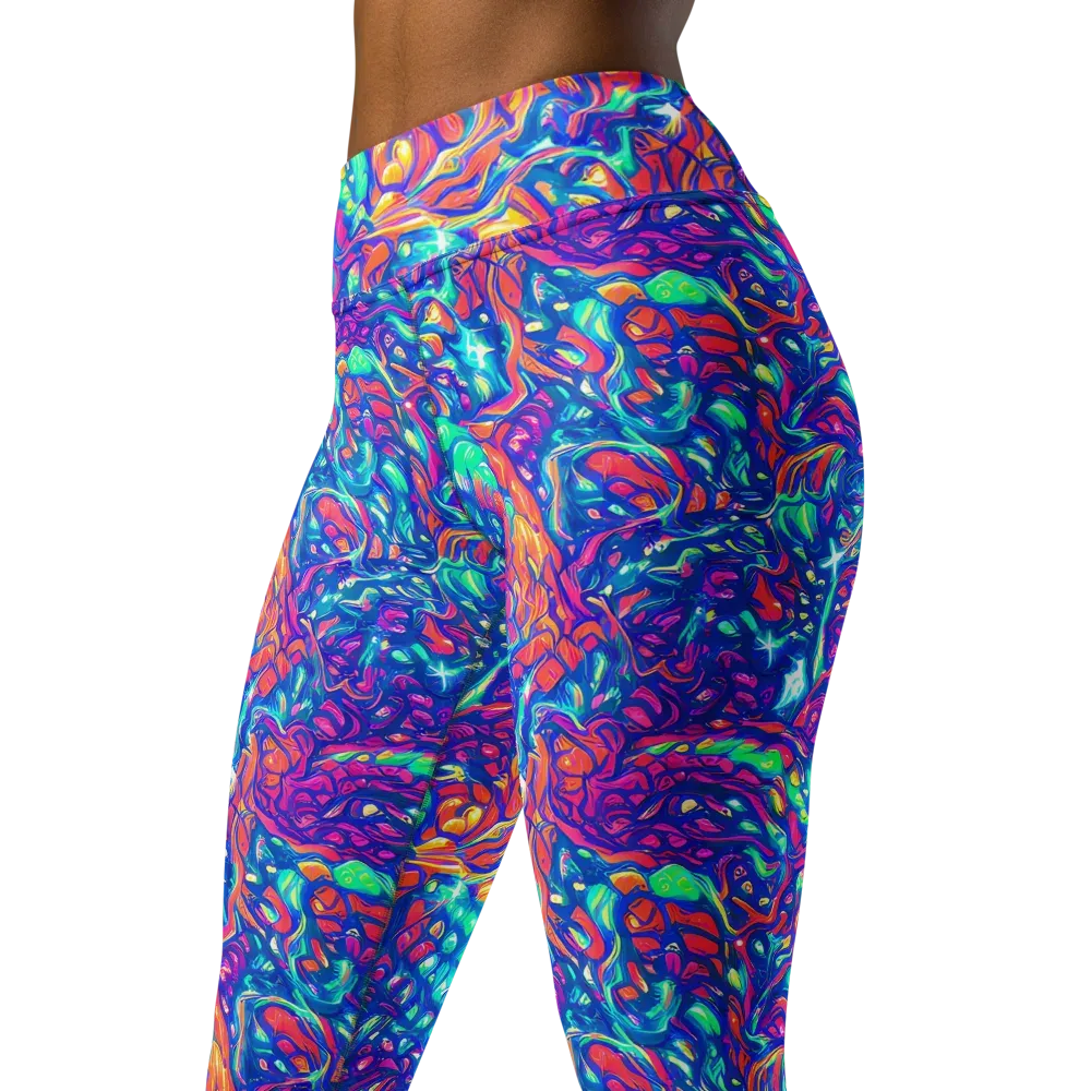 Fluorescent Riptide on Yoga Leggings — Left Front