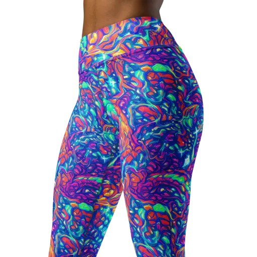 Fluorescent Riptide on a Yoga Leggings