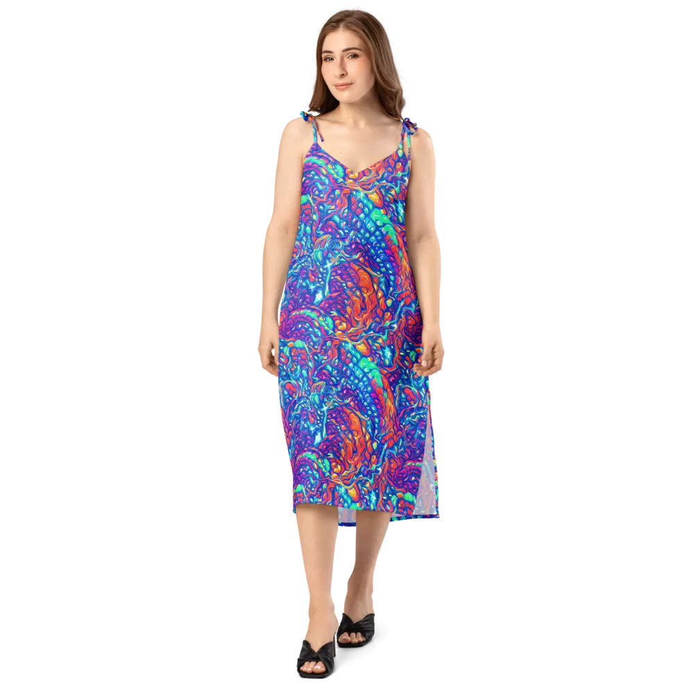 Fluorescent Riptide on Slip Dress — Front