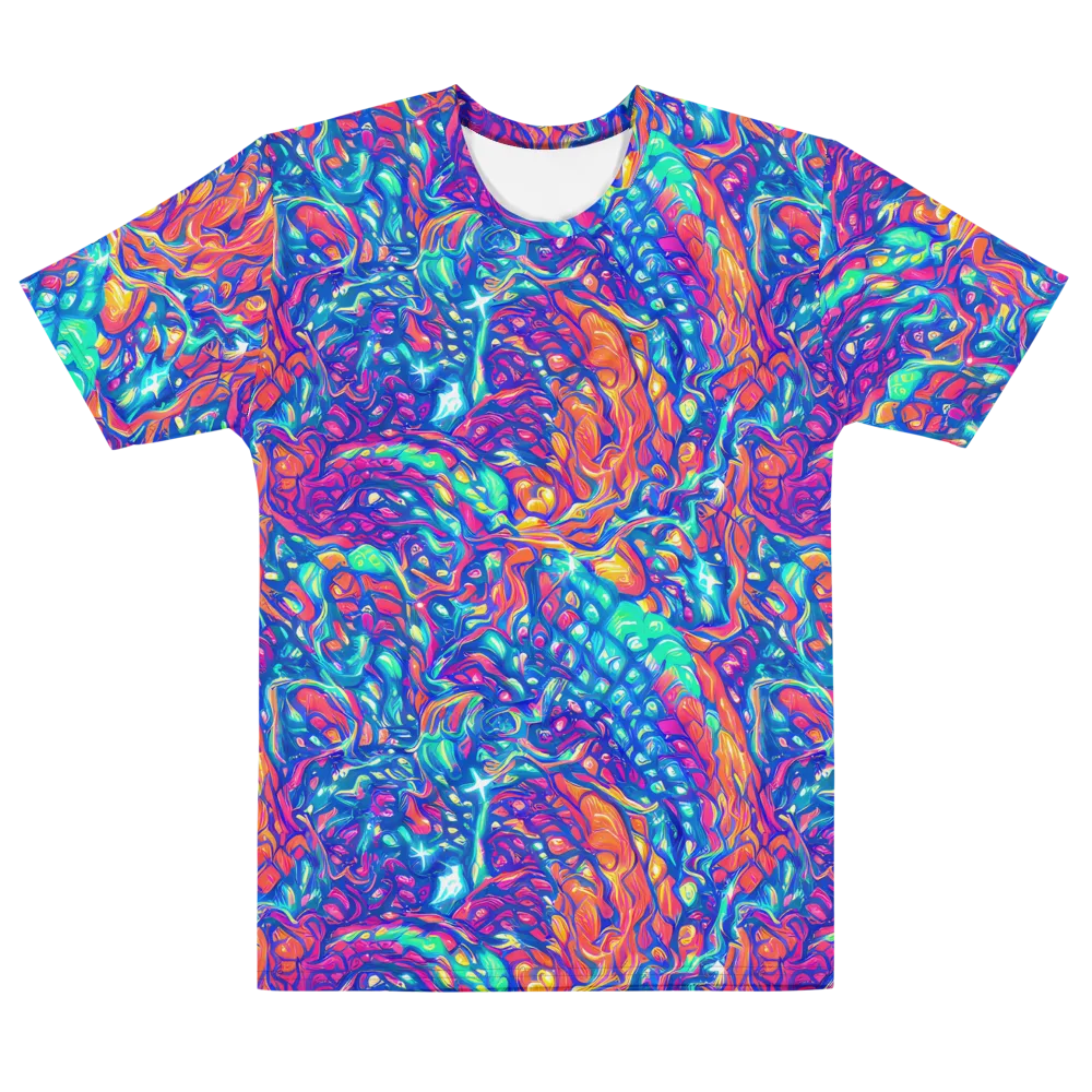 Fluorescent Riptide on Men's Cotton Crew Neck T-Shirt — Front