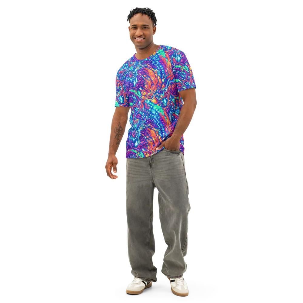 Fluorescent Riptide on Men's Cotton Crew Neck T-Shirt — Front