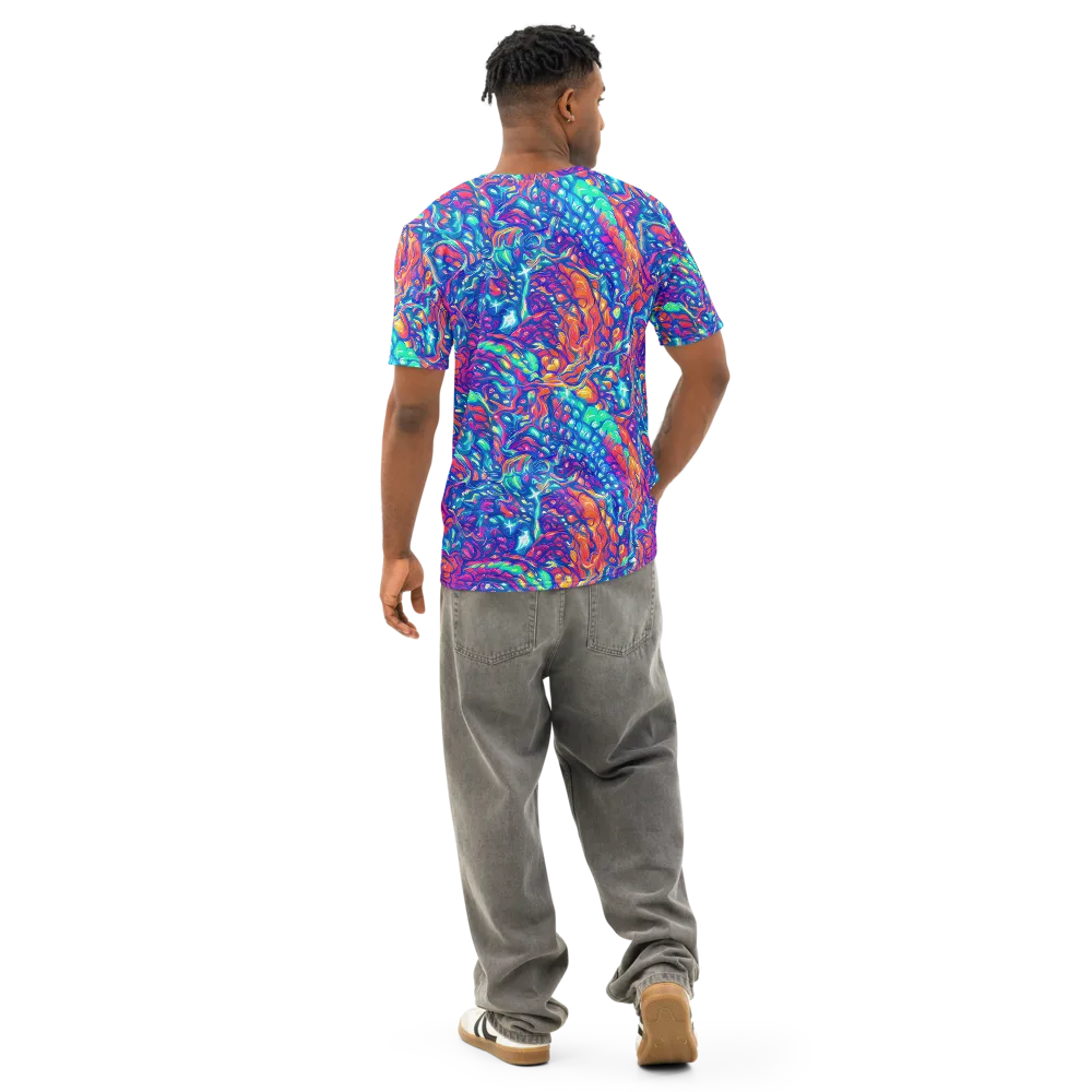 Fluorescent Riptide on Men's Cotton Crew Neck T-Shirt — Back