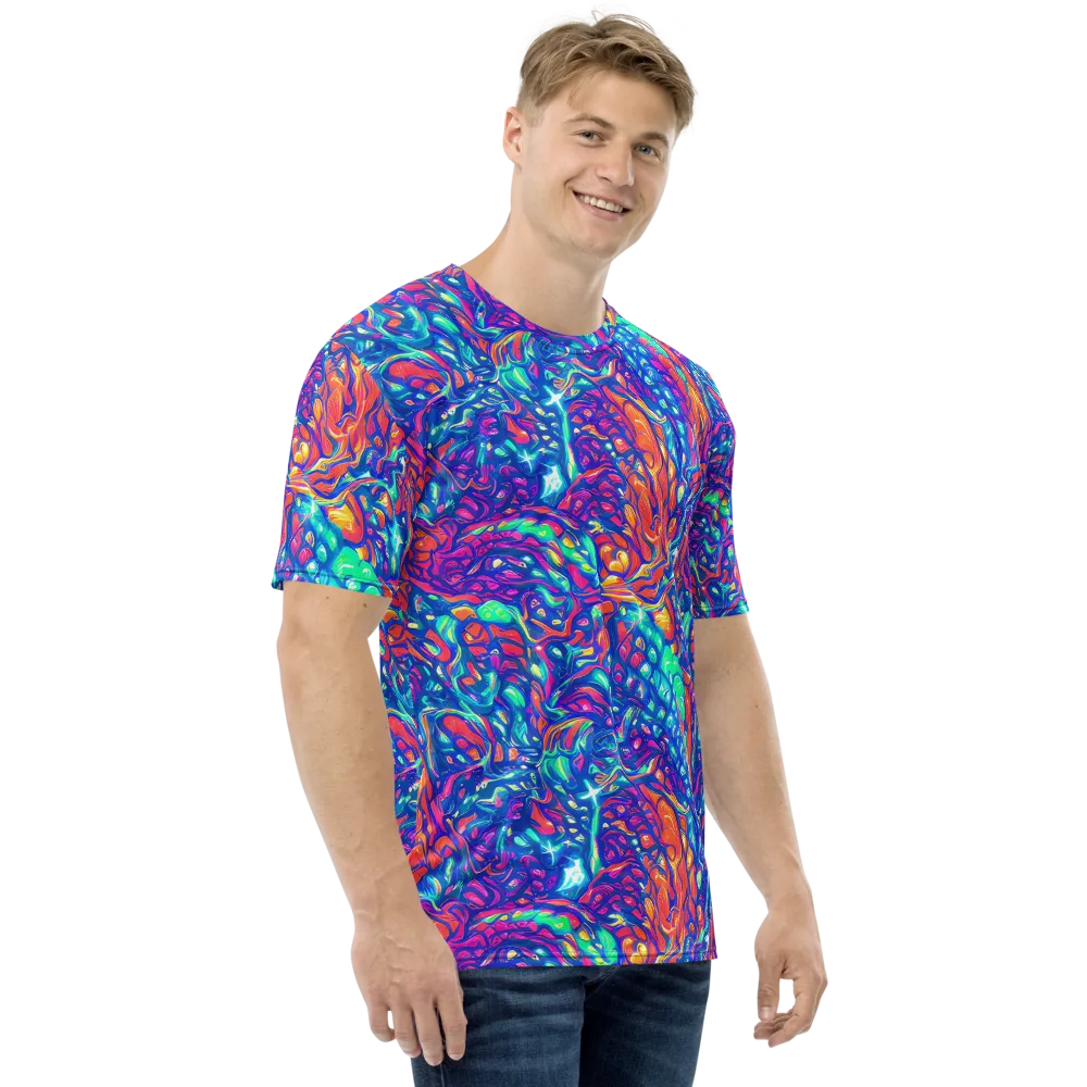 Fluorescent Riptide on Men's Crew Neck T-Shirt — Right