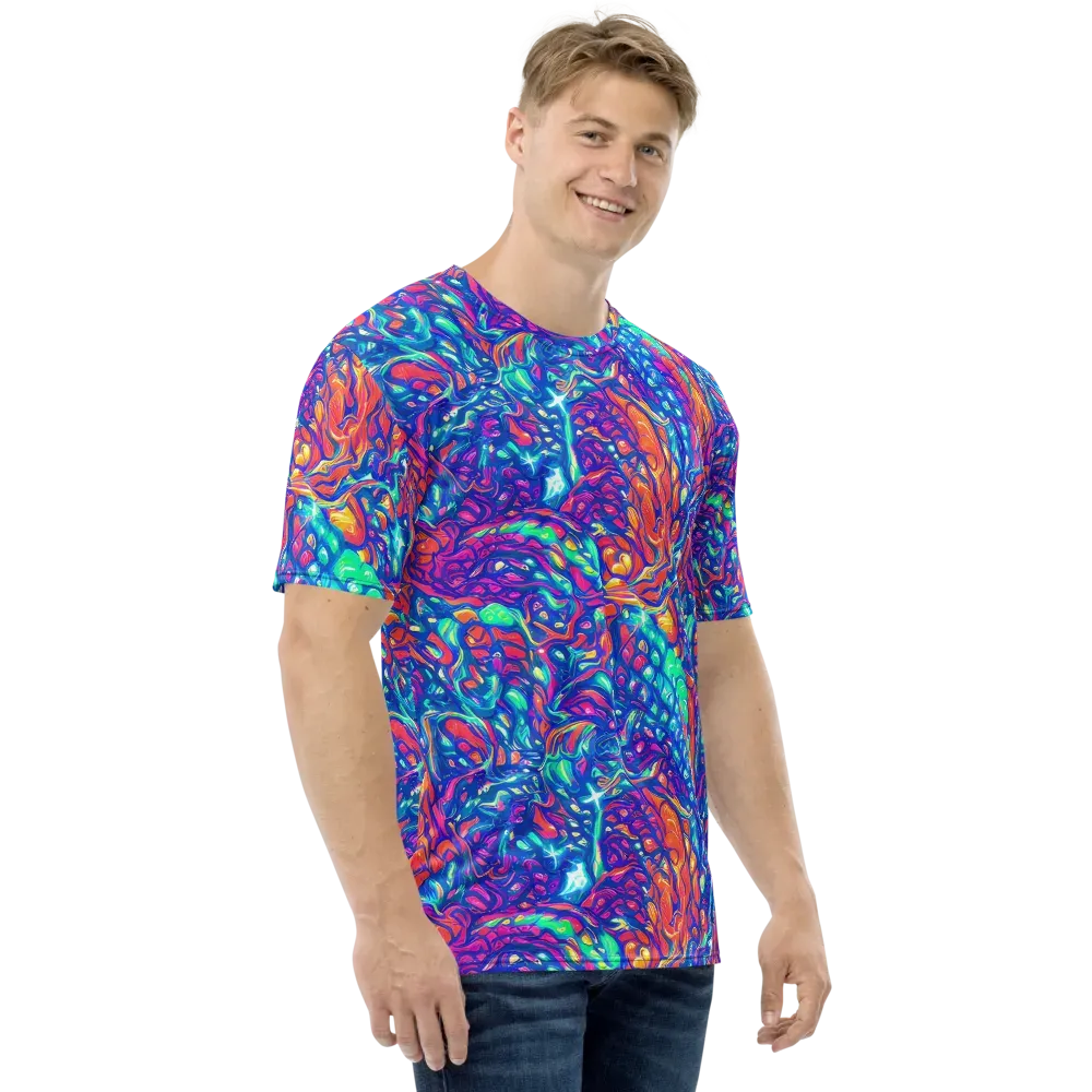 Fluorescent Riptide on Men's Crew Neck T-Shirt — Right