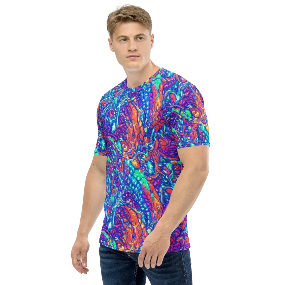 Fluorescent Riptide on Men's Crew Neck T-Shirt — Left