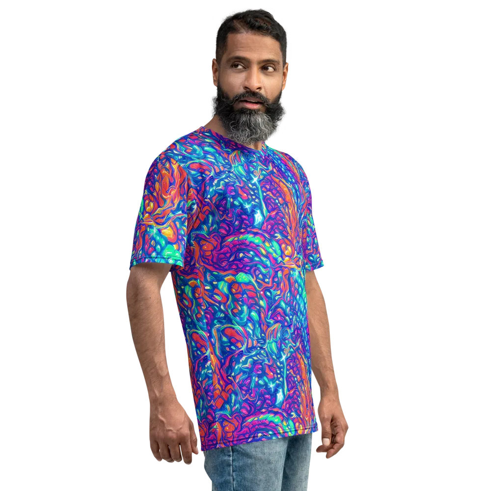 Fluorescent Riptide on Men's Crew Neck T-Shirt — Right