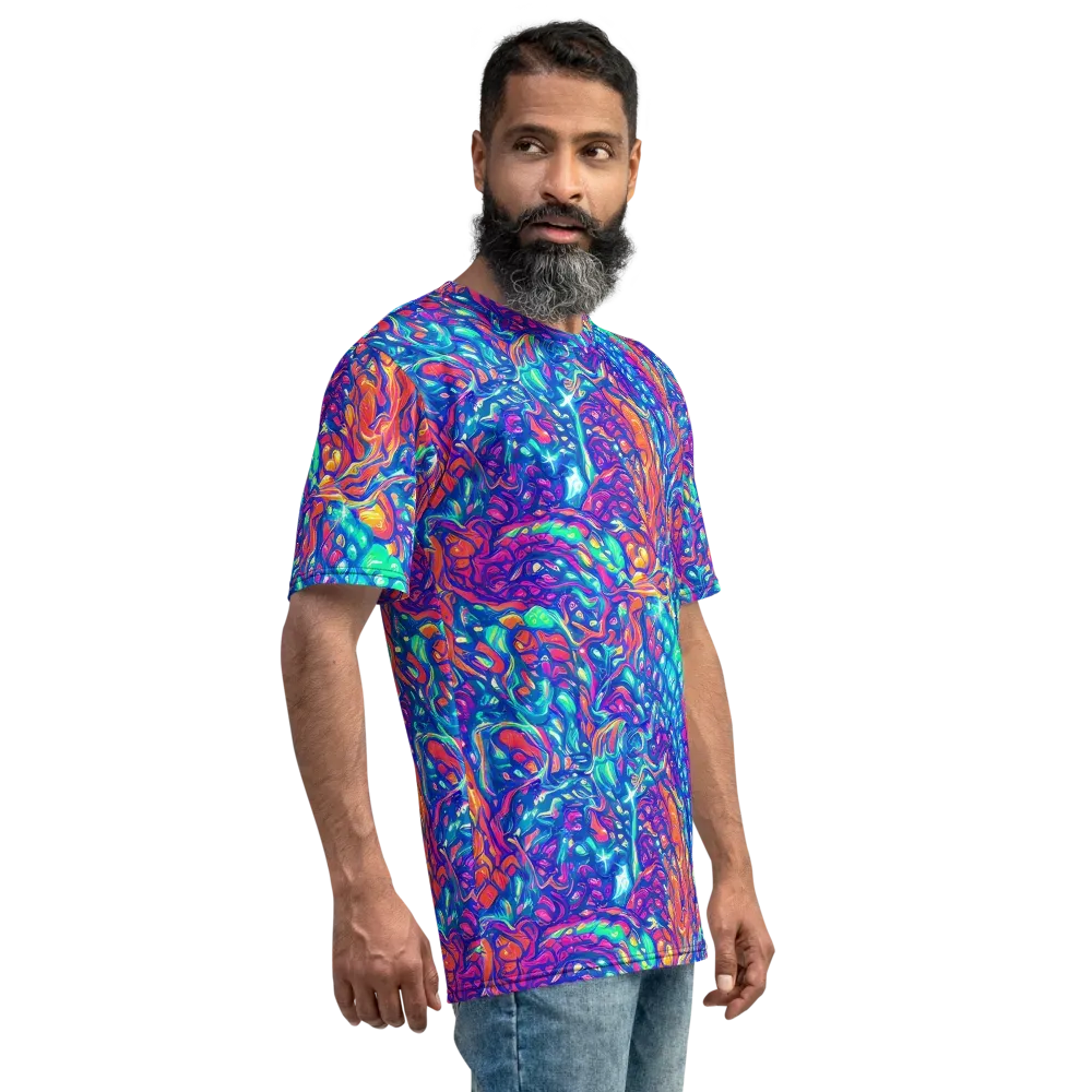 Fluorescent Riptide on Men's Crew Neck T-Shirt — Right