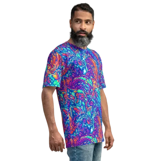 Fluorescent Riptide on a Men's Crew Neck T-Shirt