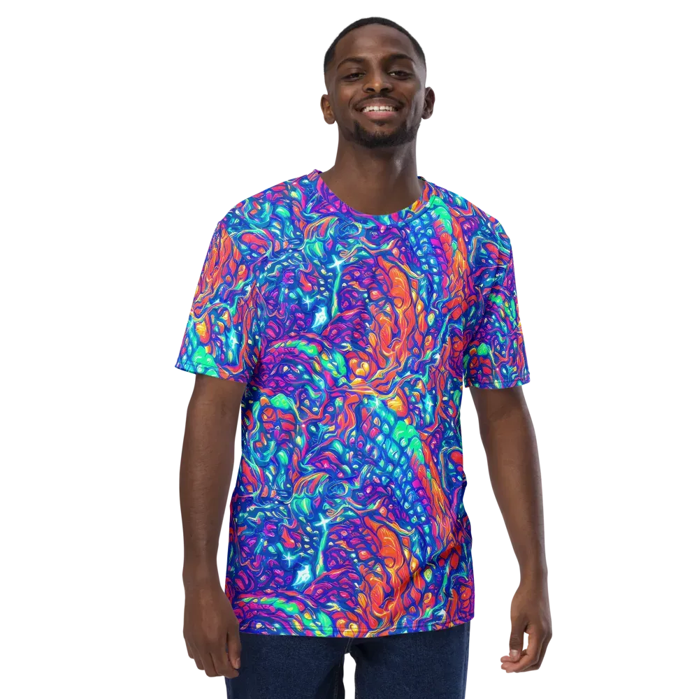 Fluorescent Riptide on Men's Crew Neck T-Shirt — Front