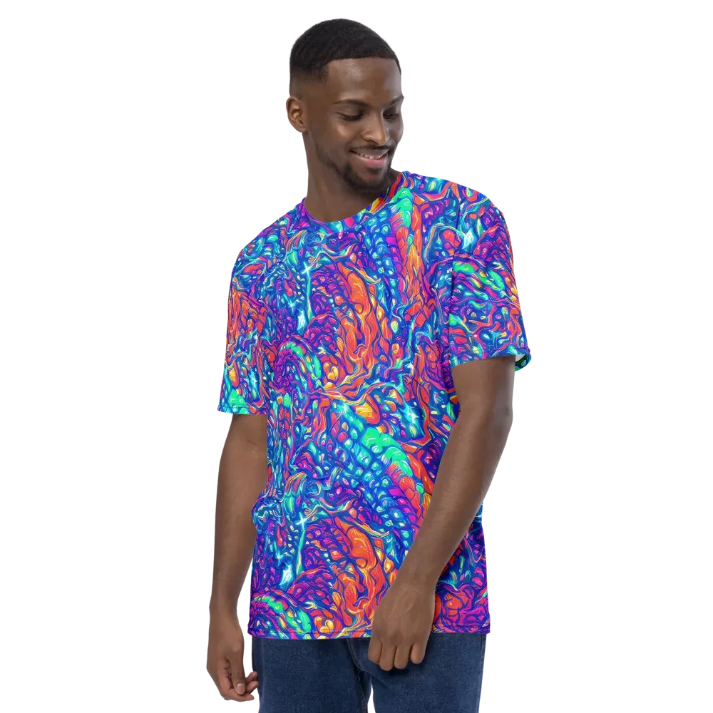 Fluorescent Riptide on Men's Crew Neck T-Shirt — Left