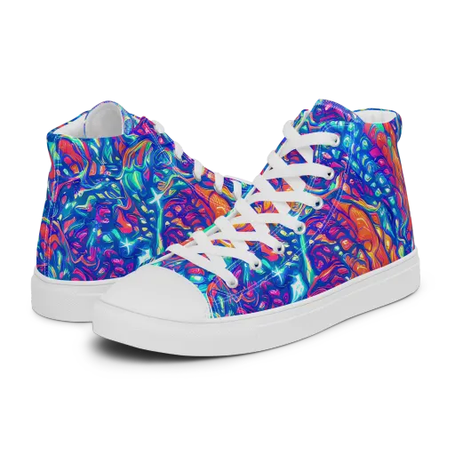 Fluorescent Riptide on a Men's High Top Canvas Shoes