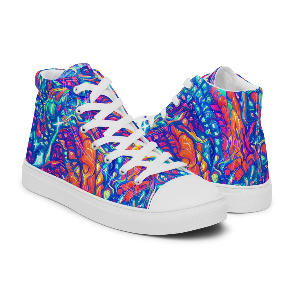 Fluorescent Riptide on Men's High Top Canvas Shoes — Right