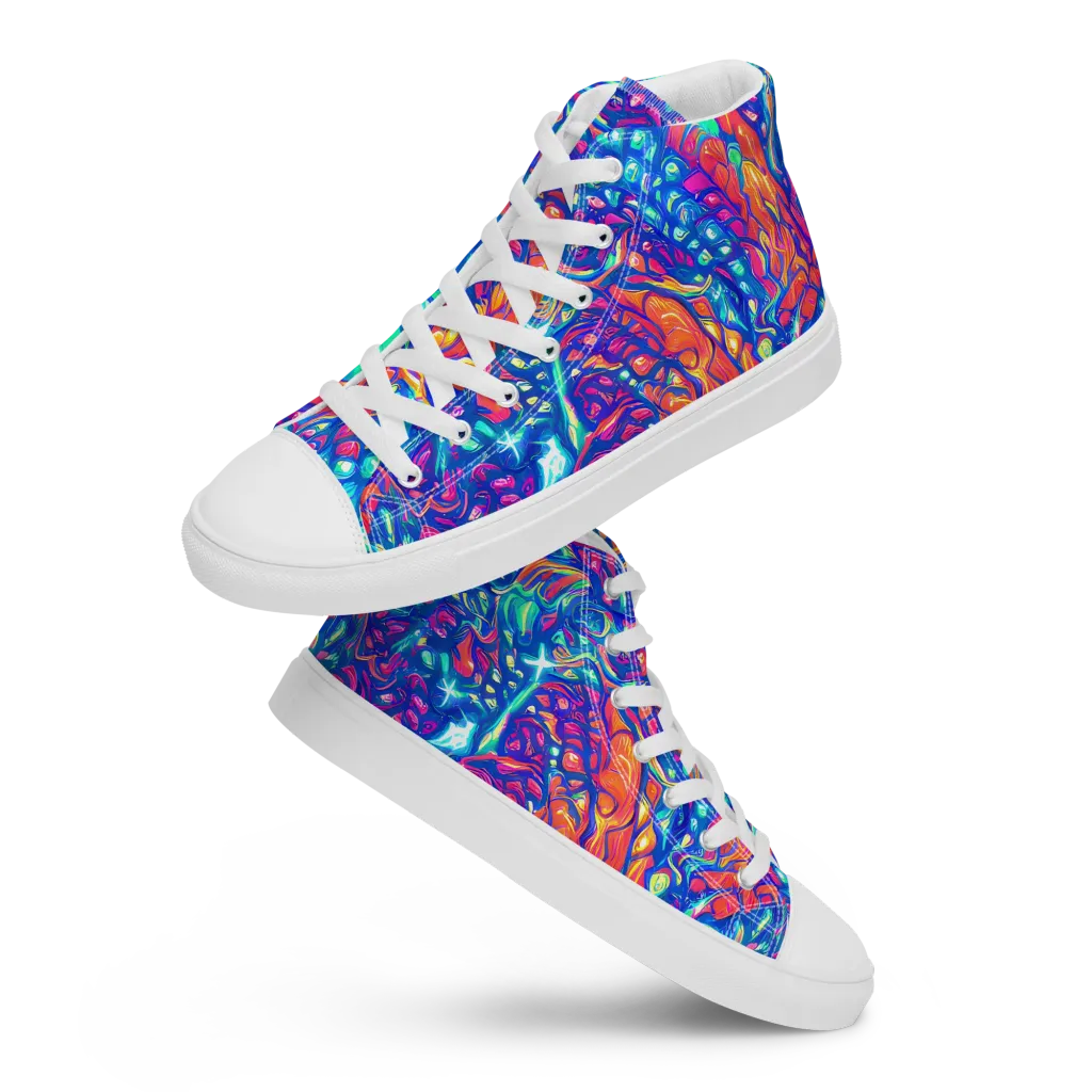 Fluorescent Riptide on Men's High Top Canvas Shoes — Front