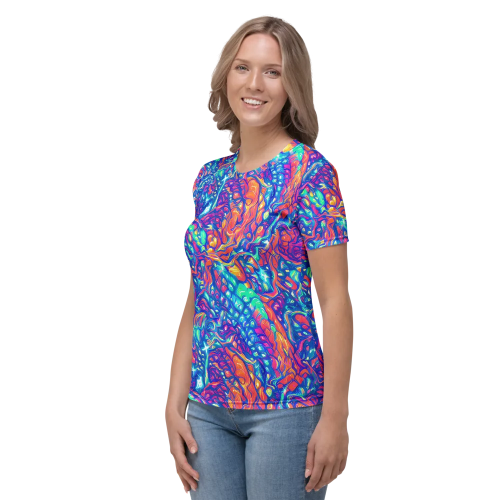 Fluorescent Riptide on Women's Crew Neck T-Shirt — Left