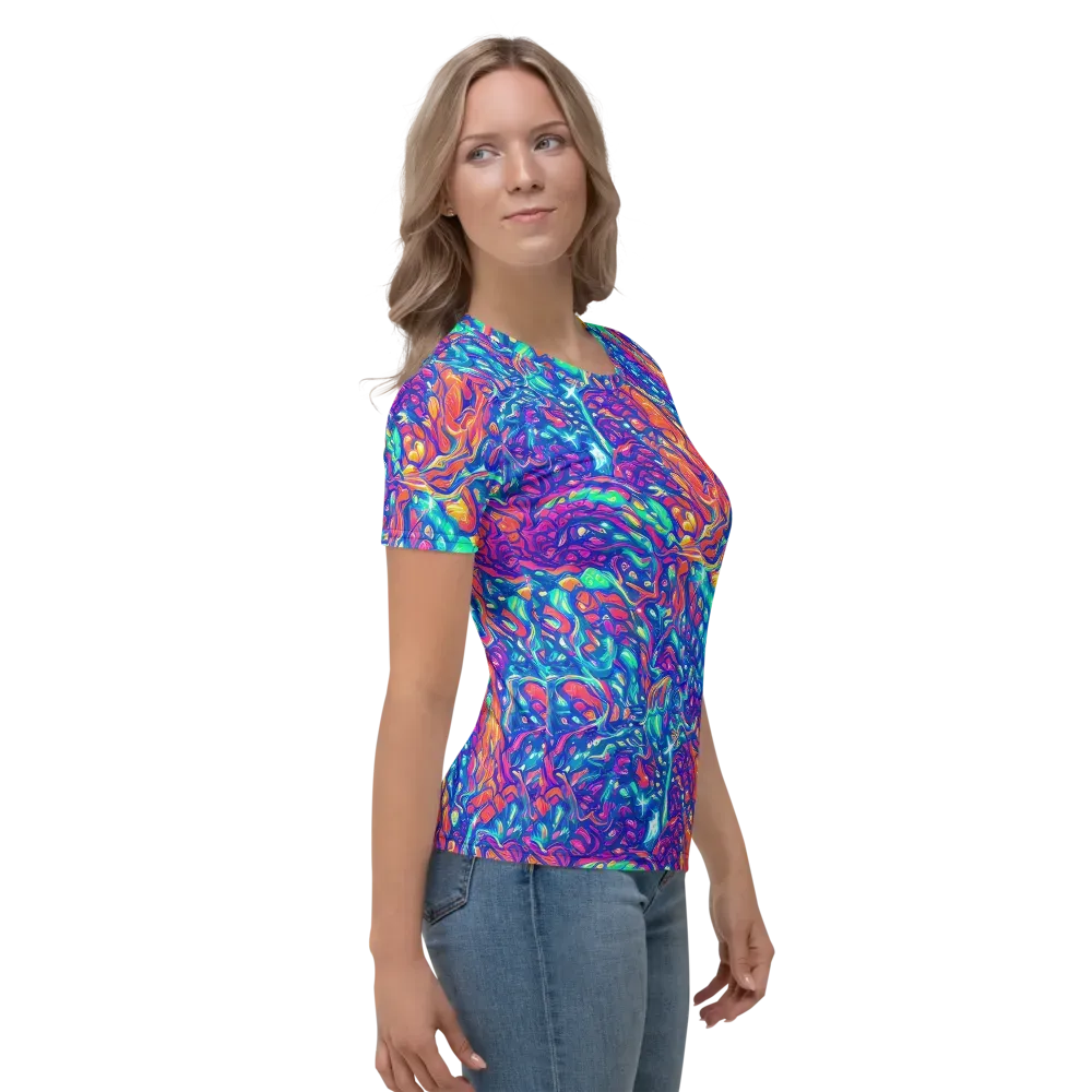 Fluorescent Riptide on Women's Crew Neck T-Shirt — Right