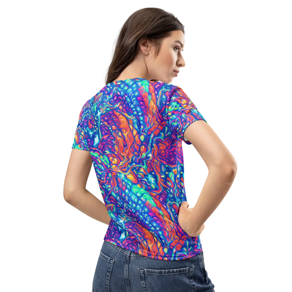 Fluorescent Riptide on Women's Crew Neck T-Shirt — Back