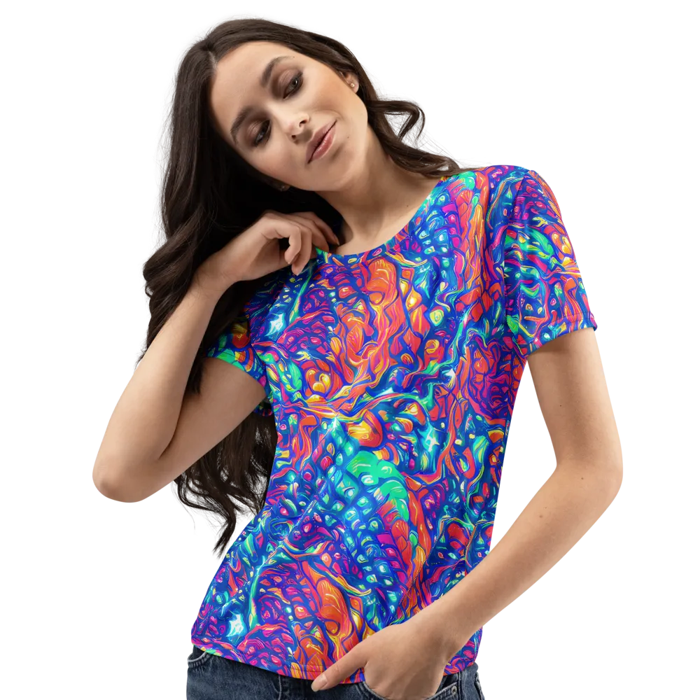 Fluorescent Riptide on Women's Crew Neck T-Shirt — Left Front