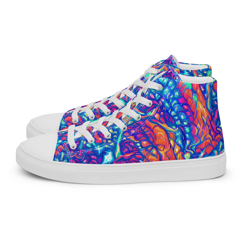 Fluorescent Riptide on Women's High Top Canvas Shoes — Left